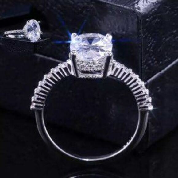 Prom Flower Rings Jewelry | New 2ct Oval Cut Solitaire Diamond 925 Silver Ring | Poshmark